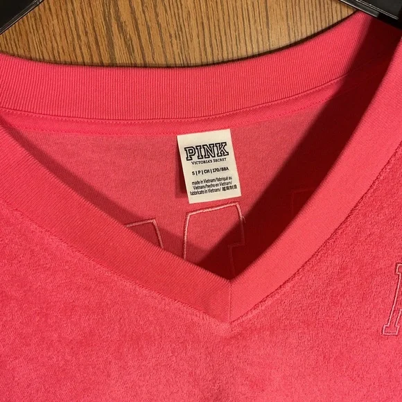 PINK Victoria's Secret Terry Cloth V-Neck Top - Picture 3 of 5